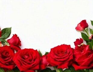 Red rose flowers in a corner floral arrangement isolated on white