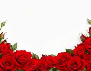 Red rose flowers in a corner floral arrangement isolated on white