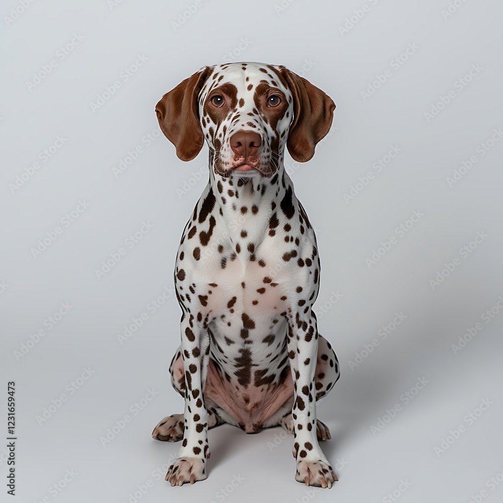 Studio Dog Portrait Brown Dalmatian Sitting Studio Dog Portrait Brown Dalmatian Sitting
