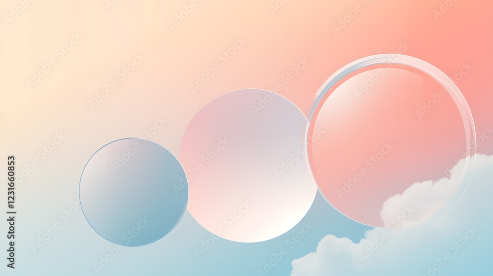 Pastel Circles Over a Soft Cloudy Sky Background Pastel Circles Over a Soft Cloudy Sky Background