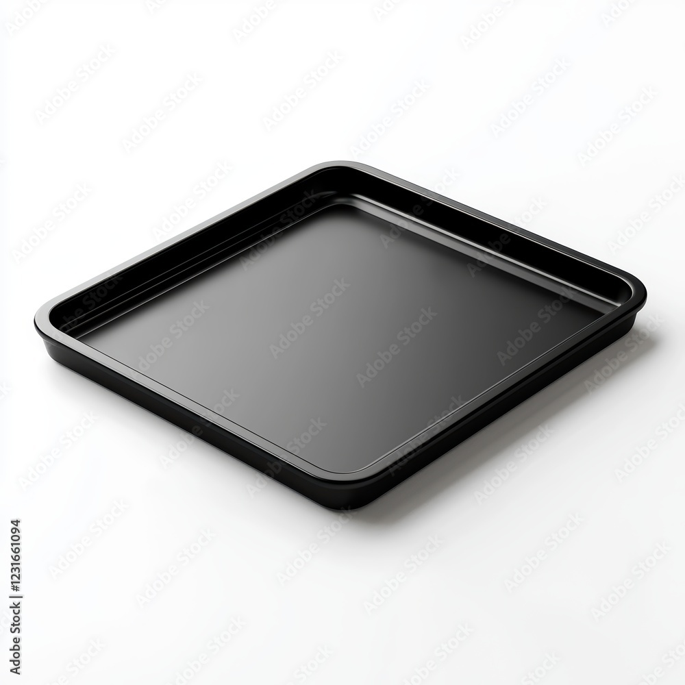 black modern tray with minimalist edges, centered on a clean white background black modern tray with minimalist edges, centered on a clean white background