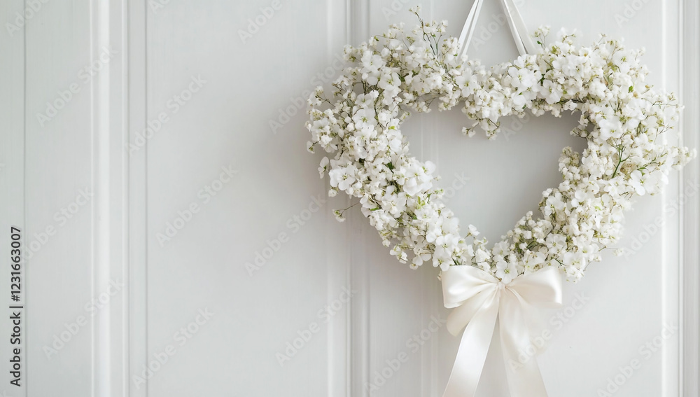 heart shaped wreath made of white baby breath flowers heart shaped wreath made of white baby breath flowers