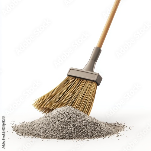 Wallpaper Mural broom sweeping up a small pile of dust, centered on a clean white background Torontodigital.ca