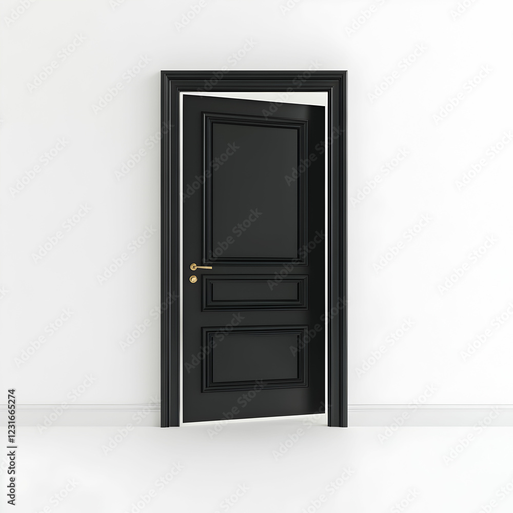 black interior open door and frame on white background black interior open door and frame on white background