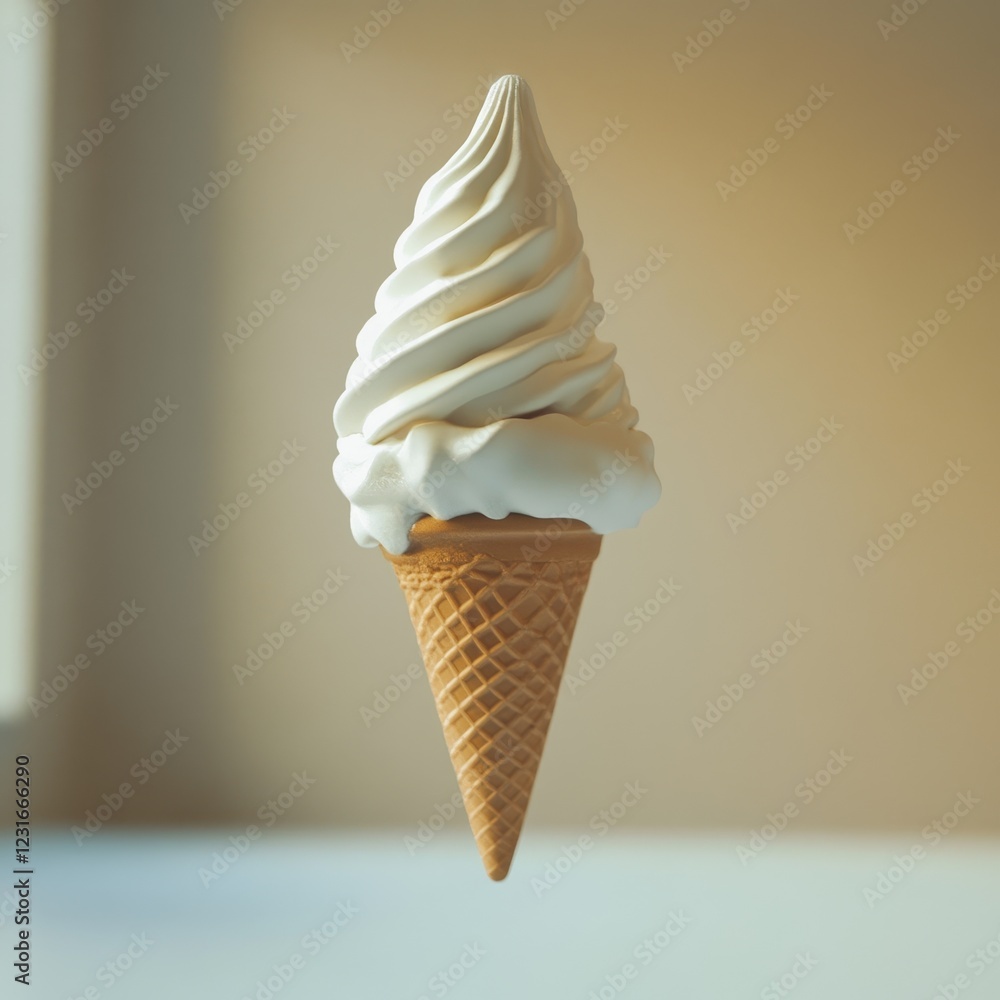 Delight in a creamy swirl of soft serve ice cream perched atop a waffle cone. This minimalist dessert captures the essence of indulgence and refreshment. Delight in a creamy swirl of soft serve ice cream perched atop a waffle cone. This minimalist dessert captures the essence of indulgence and refreshment.