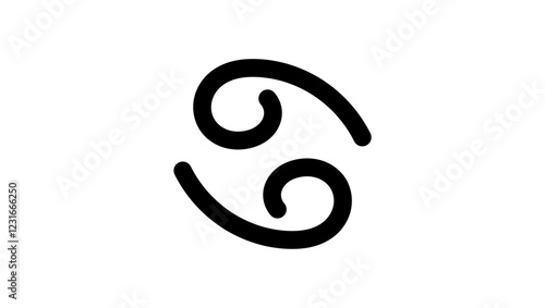 Water zodiac sign crab, black isolated silhouette