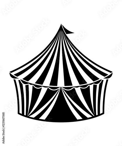 circus tent icon with black and white