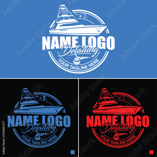 Ship and boat detailing concept logo design template. Boat with detailing concept logo. Great to use as your boat company logo