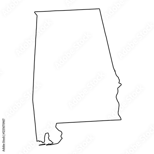 Outline Map of Alabama Southern US State