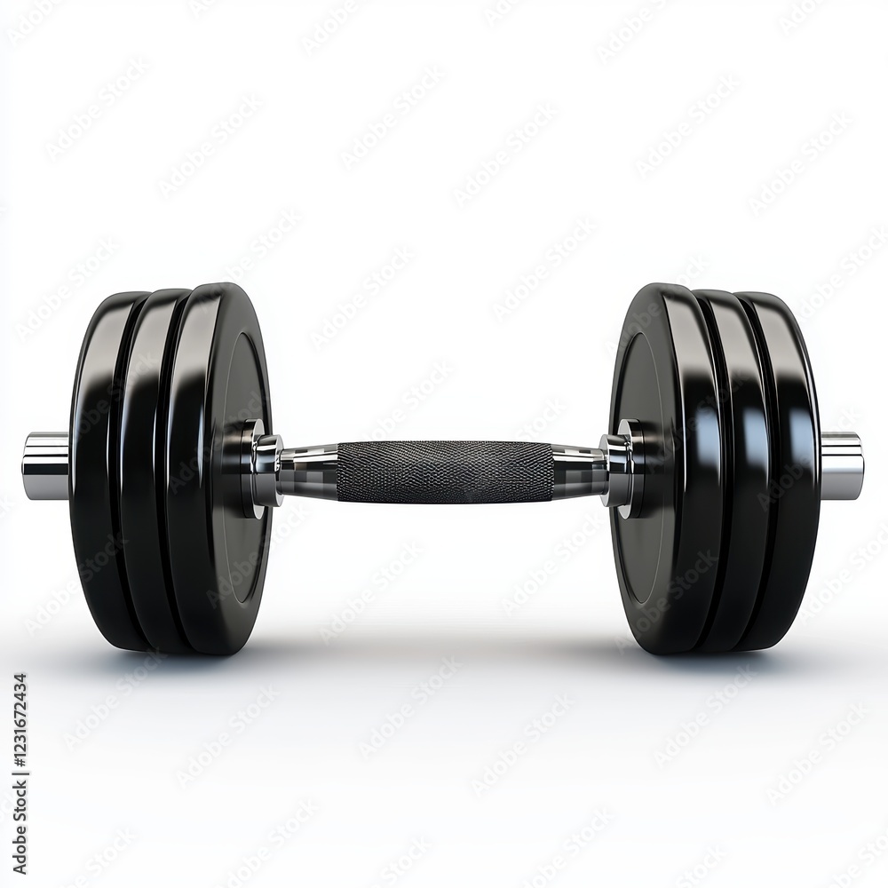 Fototapeta premium Heavy dumbbell being lifted with visible force lines, isolated on a clean white background