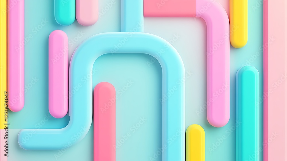 Colorful Abstract Arrangement of Curved Shapes and Lines on Soft Background for Modern Design Aesthetic Colorful Abstract Arrangement of Curved Shapes and Lines on Soft Background for Modern Design Aesthetic