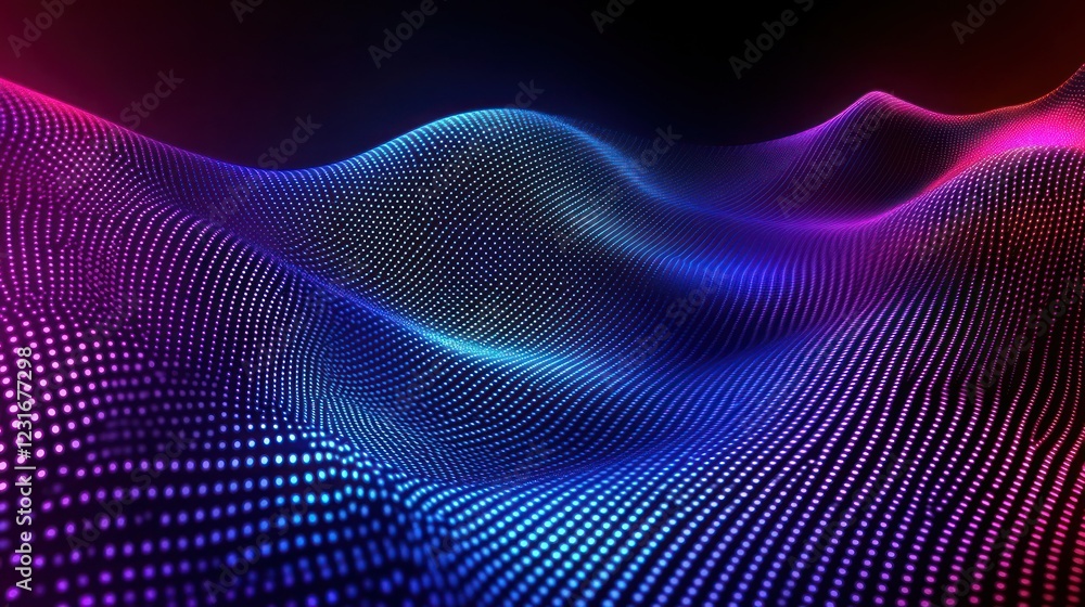 Abstract digital wave, glowing, dark background, tech presentation Abstract digital wave, glowing, dark background, tech presentation