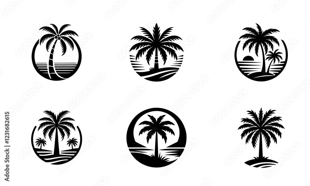 palm tree vector logo icon illustration silhouette bundle palm tree vector logo icon illustration silhouette bundle