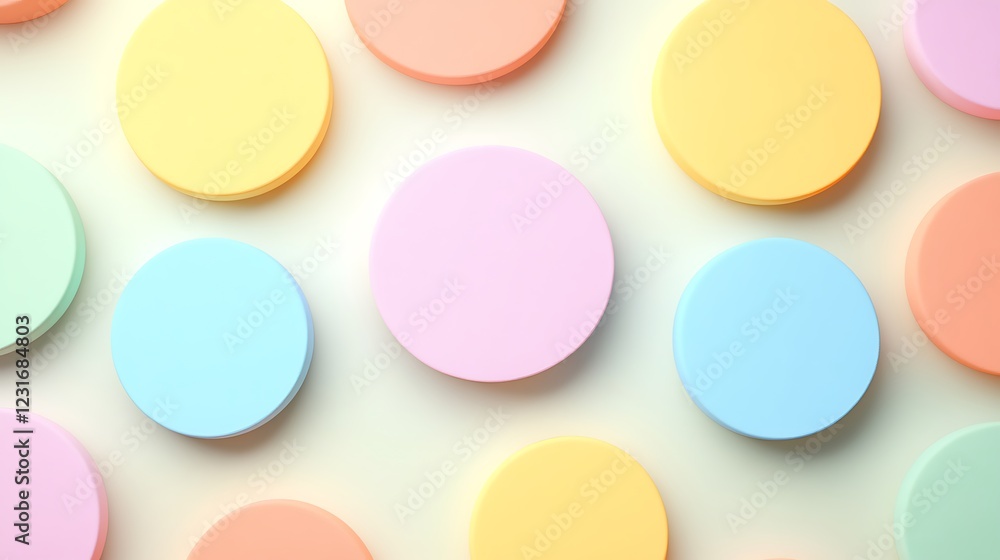 Colorful Circular Shapes in Soft Pastel Tones on a Clean Background for Creative Design and Art Projects Colorful Circular Shapes in Soft Pastel Tones on a Clean Background for Creative Design and Art Projects