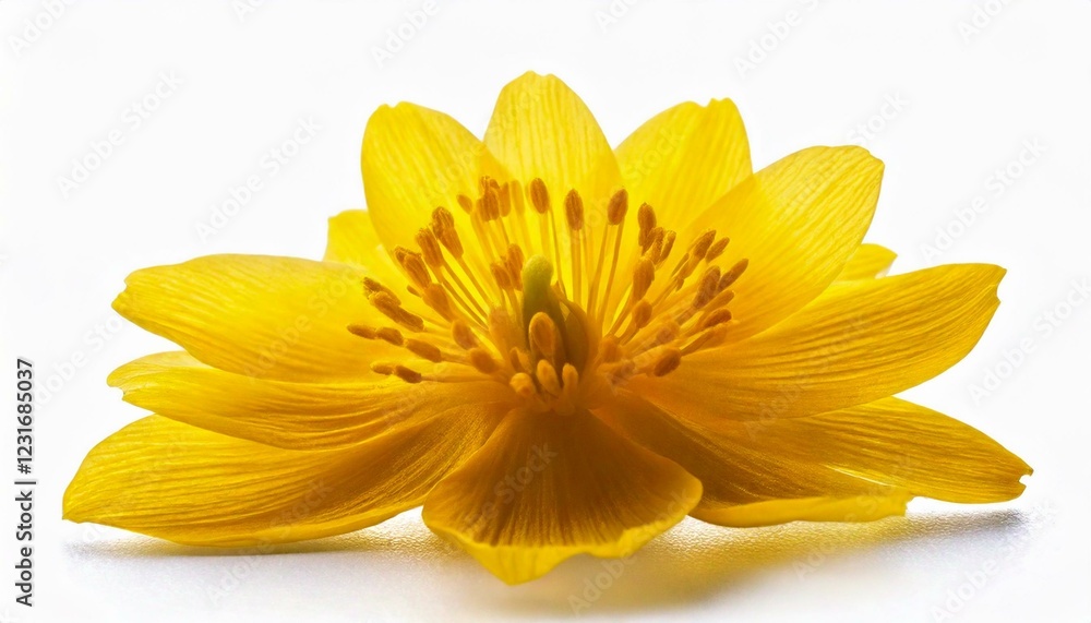 Obraz premium Yellow spring flower isolated on white background 