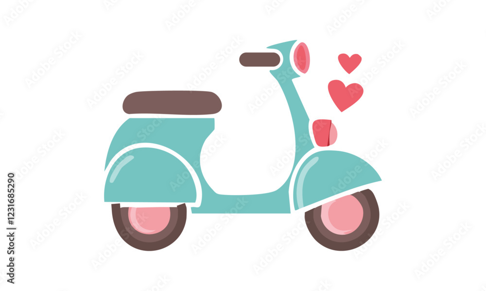 A super cute, chibi-style scooter with rounded features and a pastel color palette A super cute, chibi-style scooter with rounded features and a pastel color palette