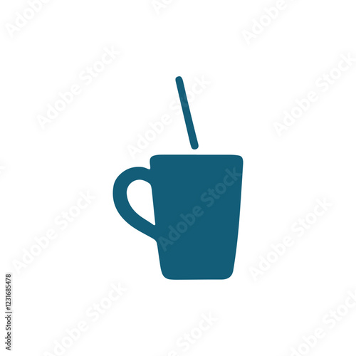 blue coffee cup icon in modern flat style for cafe branding and beverage menu