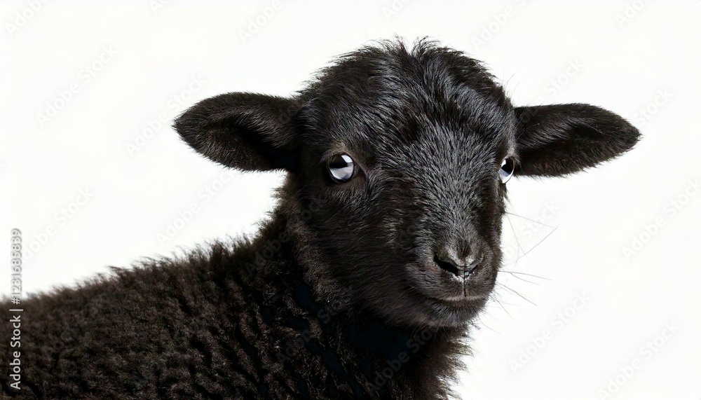 Young Ouessant ram (in front of a white background Young Ouessant ram (in front of a white background