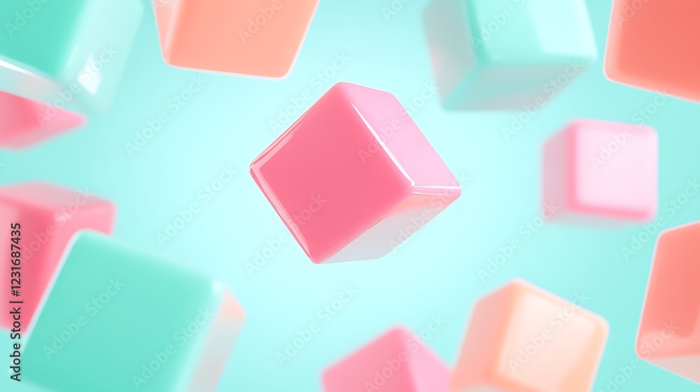 Colorful Floating Cubes in a Soft Pastel Background for Creative Design Projects and Modern Aesthetics Colorful Floating Cubes in a Soft Pastel Background for Creative Design Projects and Modern Aesthetics