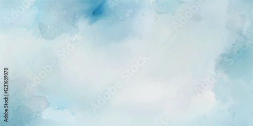 A Soft and Calming Watercolor Illustration of a Light Blue Sky with Gentle, Abstract Clouds, Perfect for Creating a Peaceful and Relaxing Environment, Ideal for Enhancing Your Surroundings with a Sere