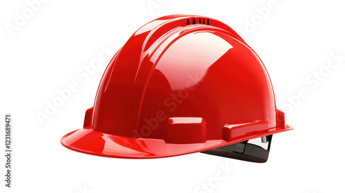 Obraz na płótnie Red safety helmet protecting construction workers on transparent background w salonie