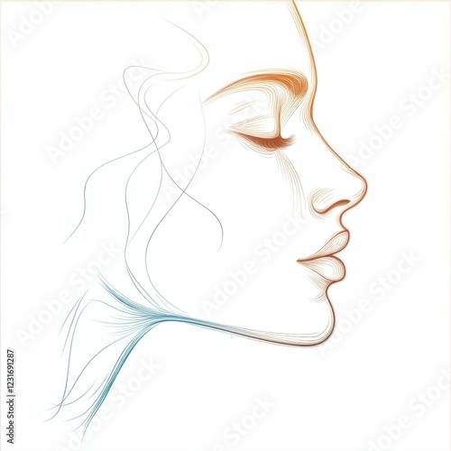 vector style flat illustration shimmer, pencil sketch, side view, white background, smooth gradients, gentle glowing effect, refined and minimal. clean lines 2D design photo