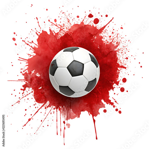red soccer ball with flag