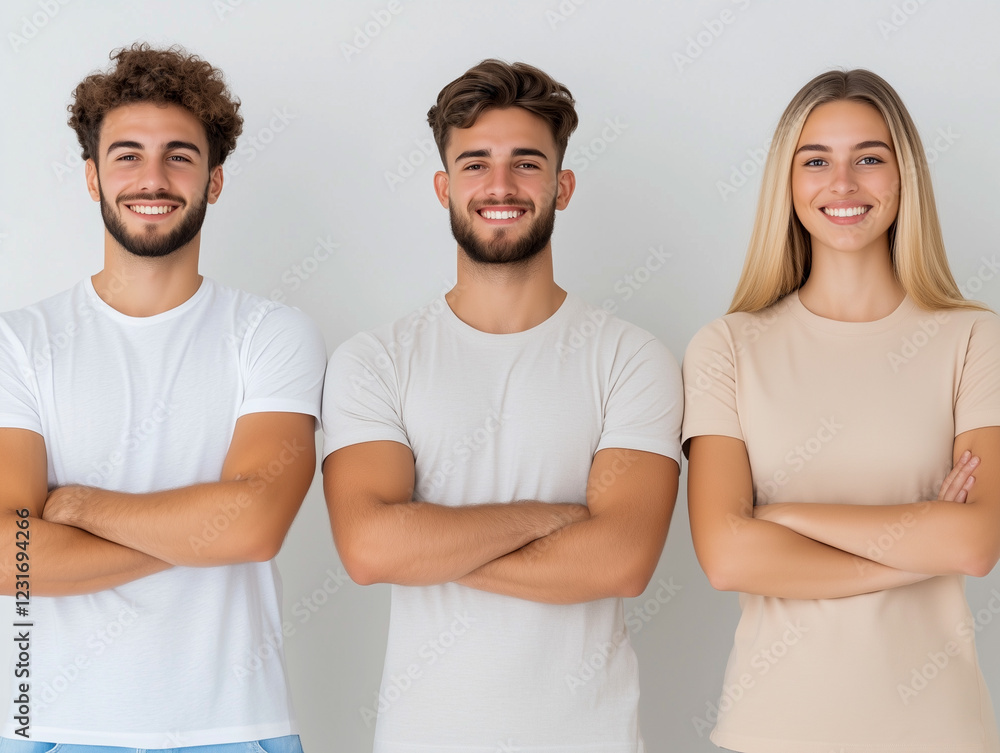 Cheerful multiracial colleagues looking at camera in office Cheerful multiracial colleagues looking at camera in office