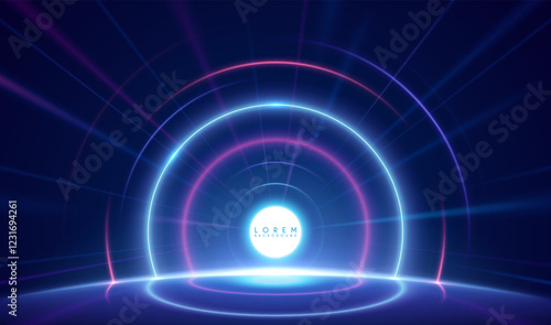 Neon circle light lines effect