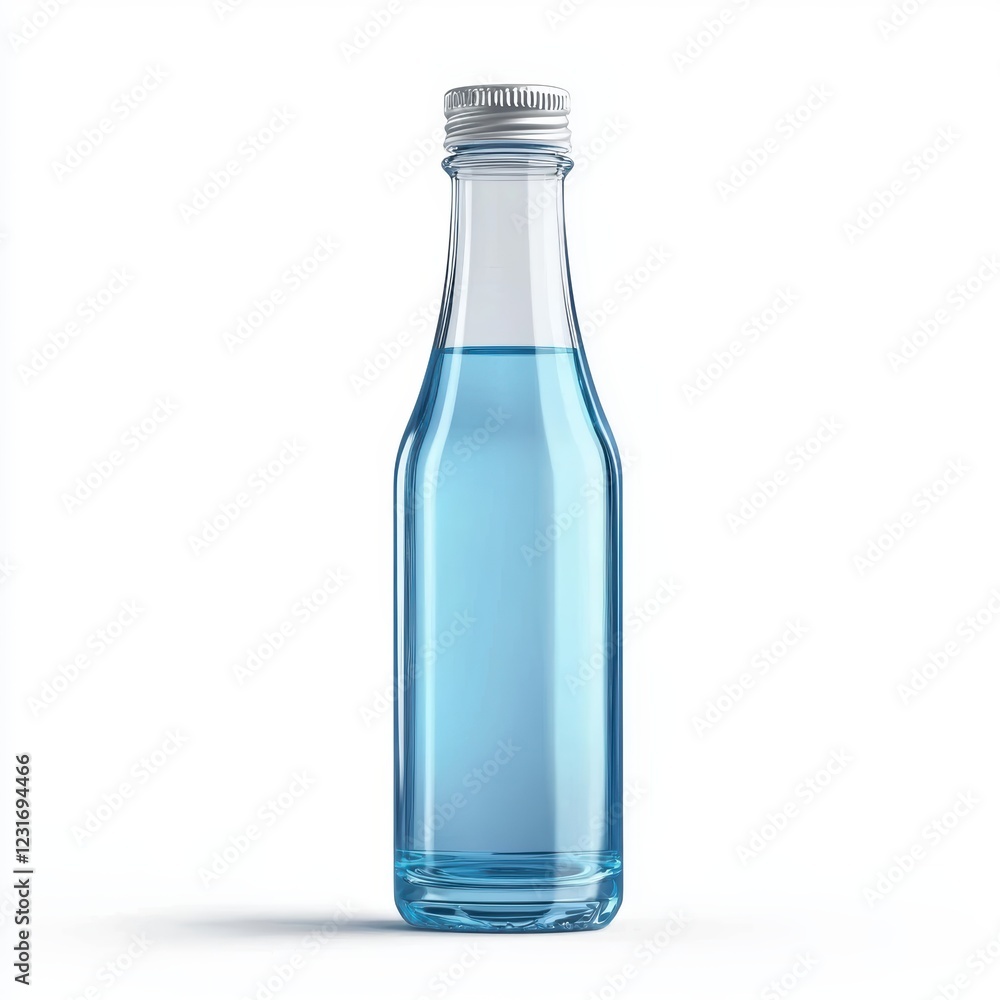 sleek glass juice bottle mockup with a metallic cap, placed on a bright white background sleek glass juice bottle mockup with a metallic cap, placed on a bright white background