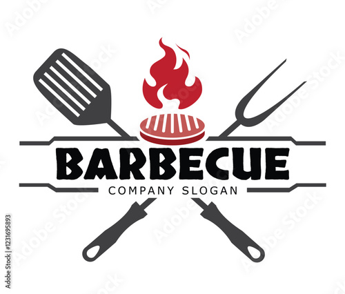barbecue logo bbq Vector With Spatula and Fork Design Symbol Illustration