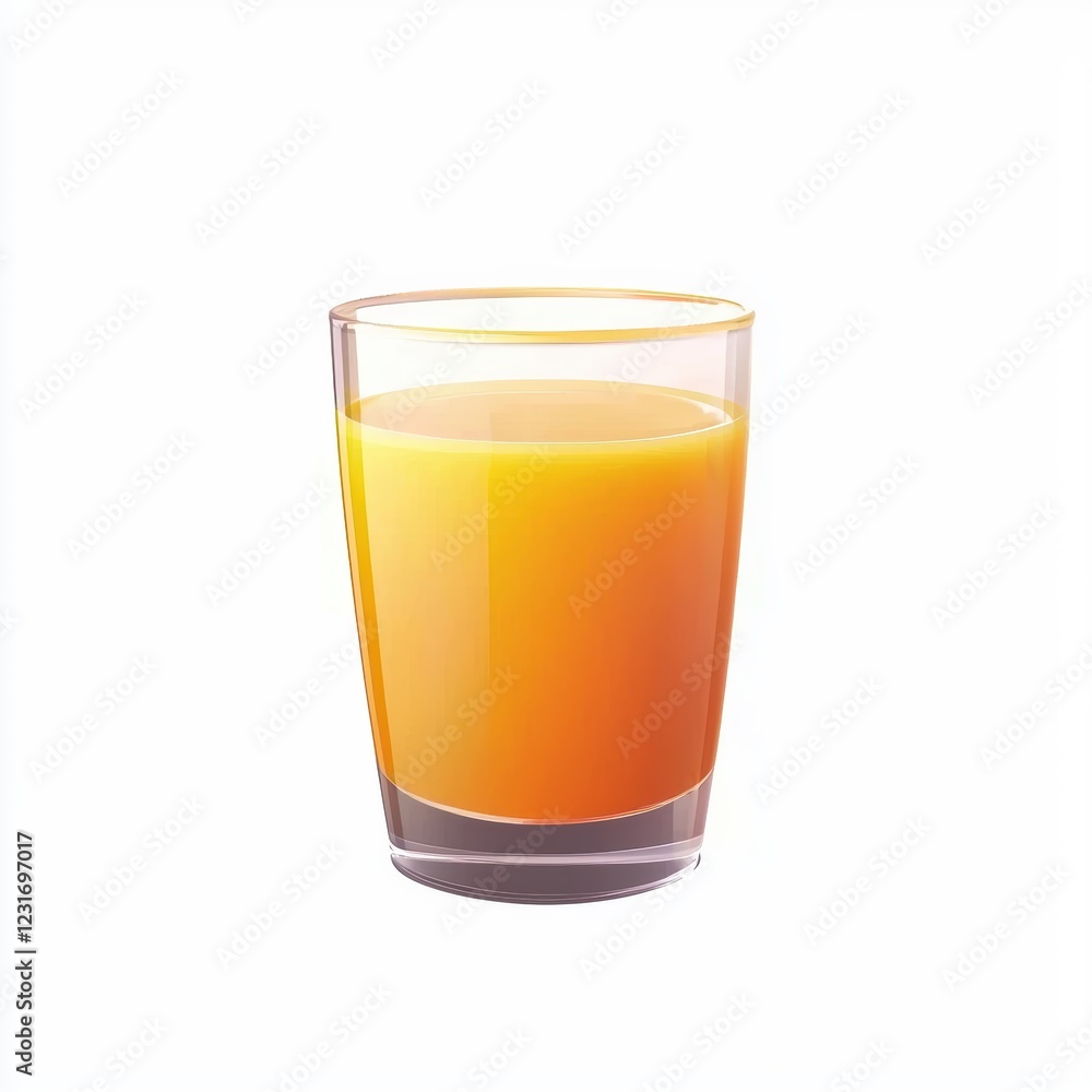 Glass of fresh squeezed orange juice, centered on a clean white background Glass of fresh squeezed orange juice, centered on a clean white background