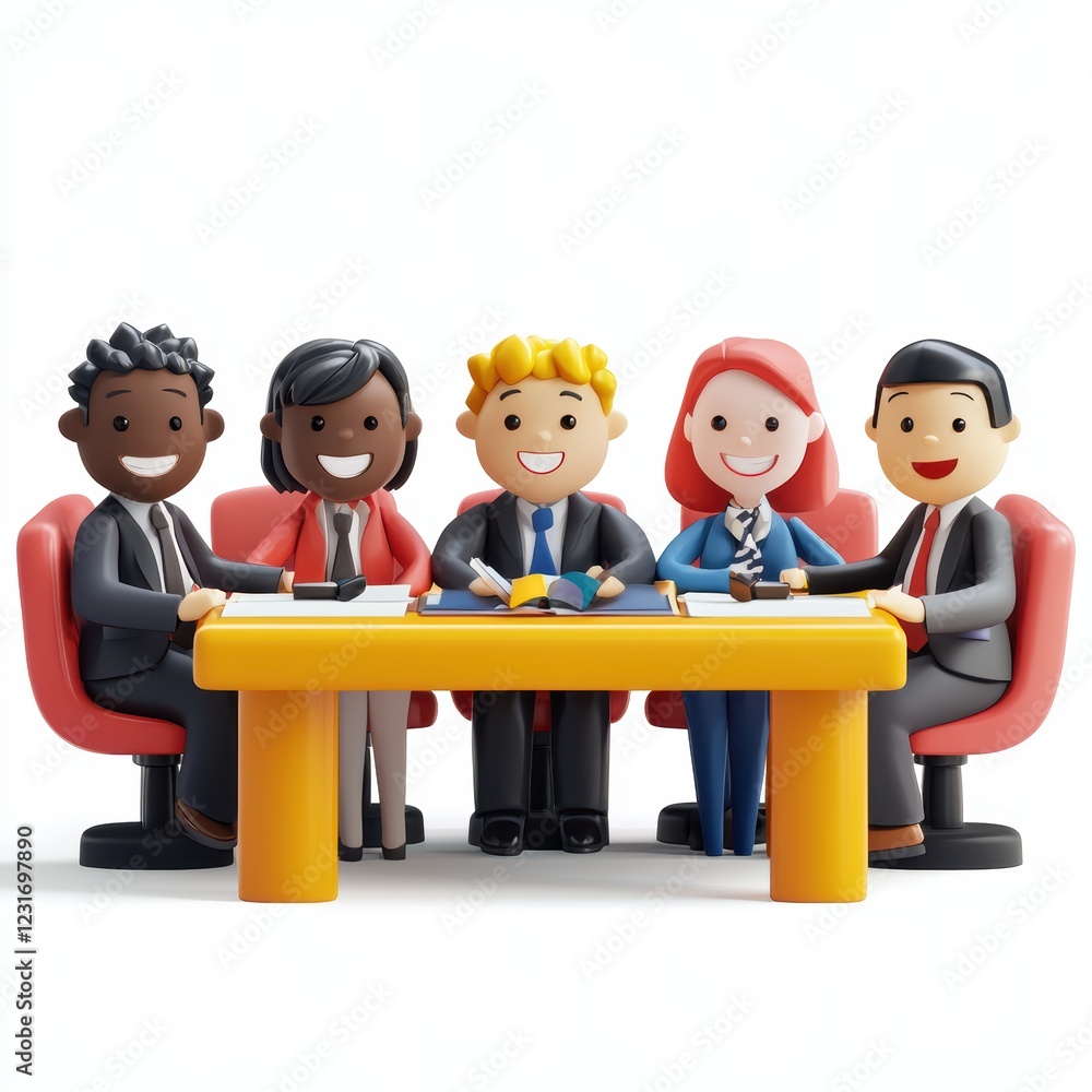 Team of diverse professionals in a business meeting, placed on a bright white background Team of diverse professionals in a business meeting, placed on a bright white background