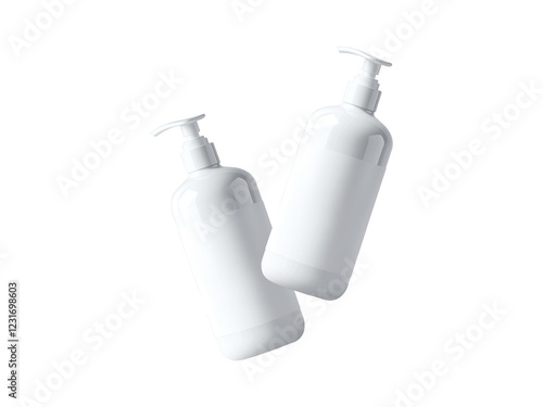 Cosmetic shampoo Bottles Mockup on transparent background