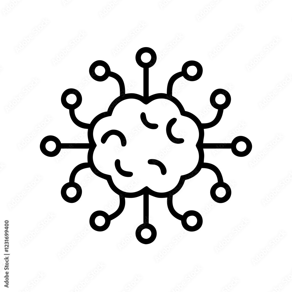 Futuristic AI Icon for Digital Systems and Artificial Intelligence Visual Concepts