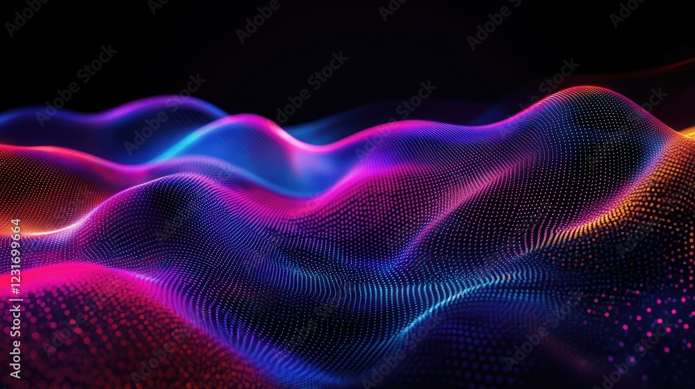 Neon-inspired digital design with multicolor data streams flowing across a virtual grid Neon-inspired digital design with multicolor data streams flowing across a virtual grid
