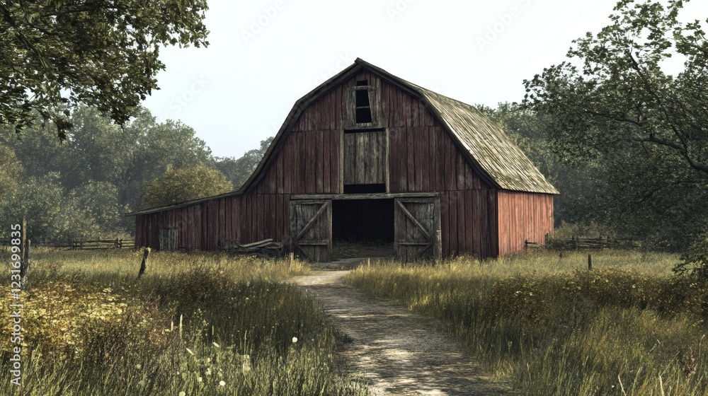 Rustic Red Barn on a Country Lane Rustic Red Barn on a Country Lane