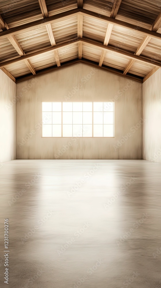 Obraz premium Abandoned industrial warehouse with raw materials urban setting interior photography calm environment wide angle minimalist concept