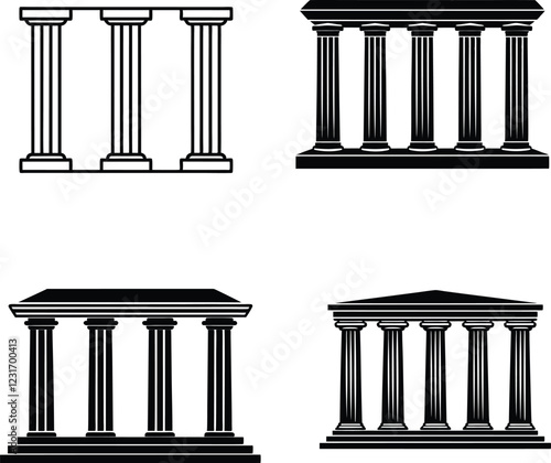 Columns icon set.Ancient columns icon set. Vector icon on white.