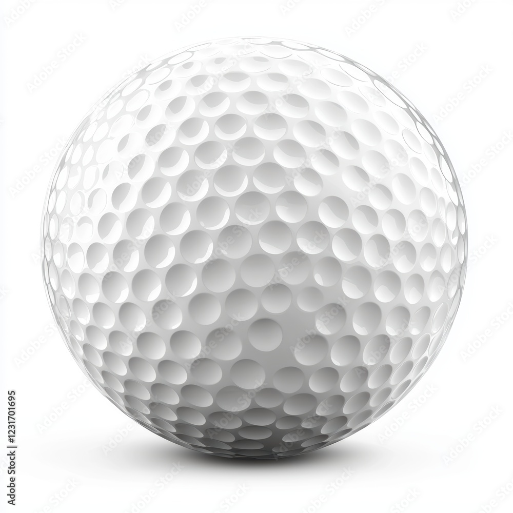 White golf ball with a dimpled surface for aerodynamic flight, isolated on a clean white background White golf ball with a dimpled surface for aerodynamic flight, isolated on a clean white background