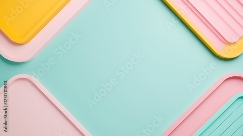 Colorful Geometric Shapes on a Soft Mint Background Creating a Playful and Fun Visual Composition