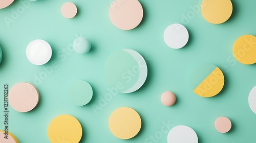 Wallpaper Mural Colorful geometric shapes on a soft teal background creating a playful and modern abstract design Torontodigital.ca