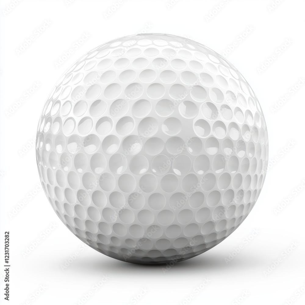 White golf ball with a dimpled surface for aerodynamic flight, isolated on a clean white background White golf ball with a dimpled surface for aerodynamic flight, isolated on a clean white background