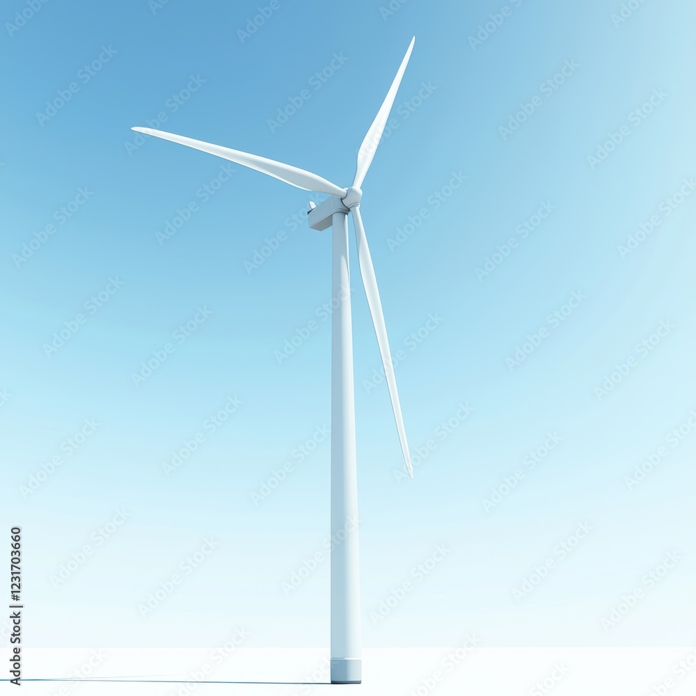 Wind turbine farm under a clear blue sky, isolated on a clean white background Wind turbine farm under a clear blue sky, isolated on a clean white background