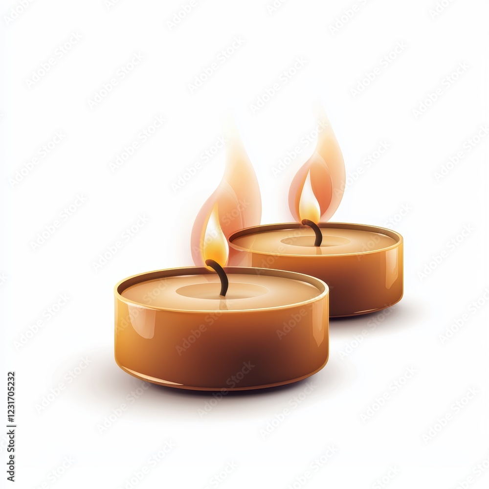 Aromatherapy candles with soft smoke rising in a dimly lit room, placed on a bright white background Aromatherapy candles with soft smoke rising in a dimly lit room, placed on a bright white background