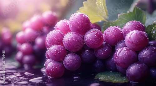 Wallpaper Mural fresh bunches of grapes with leaves Torontodigital.ca