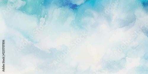 A Gentle and Dreamy Watercolor Background Depicting a Light Blue Sky with Fluffy Clouds Drifting Across, Evoking a Sense of Peace, Calm, and Quiet that Transforms Any Space into a Soothing Retreat.