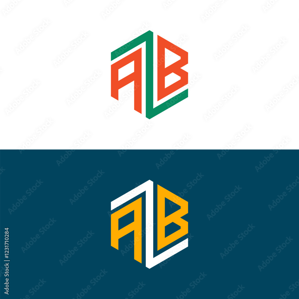 AB BA letter logo set design