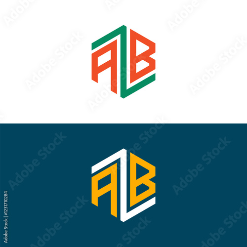 AB BA letter logo set design