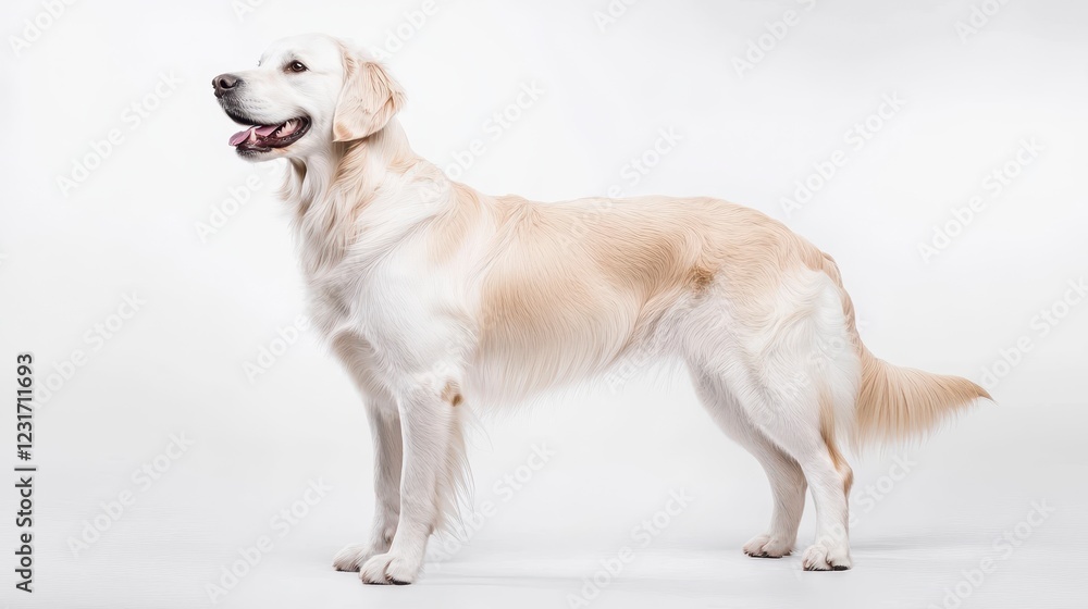 Friendly Golden Retriever Standing Proudly on Bright Background Friendly Golden Retriever Standing Proudly on Bright Background